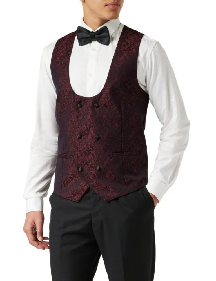 LUCA - MAROON PRINTED DINNER TUX JACKET