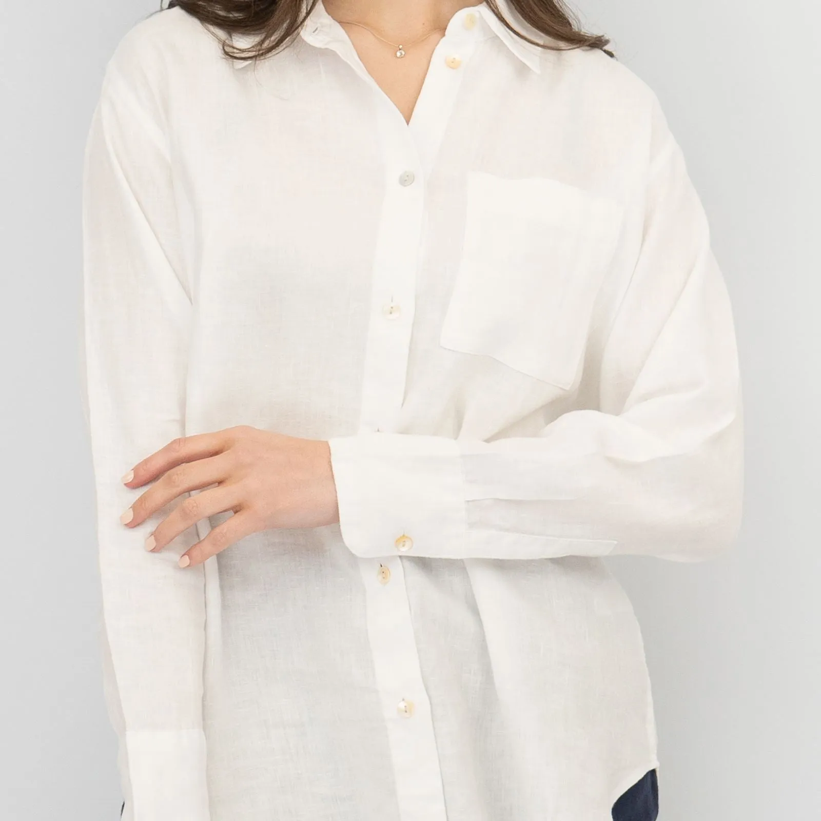 M&S Womens White Pure Linen Collared Blouse