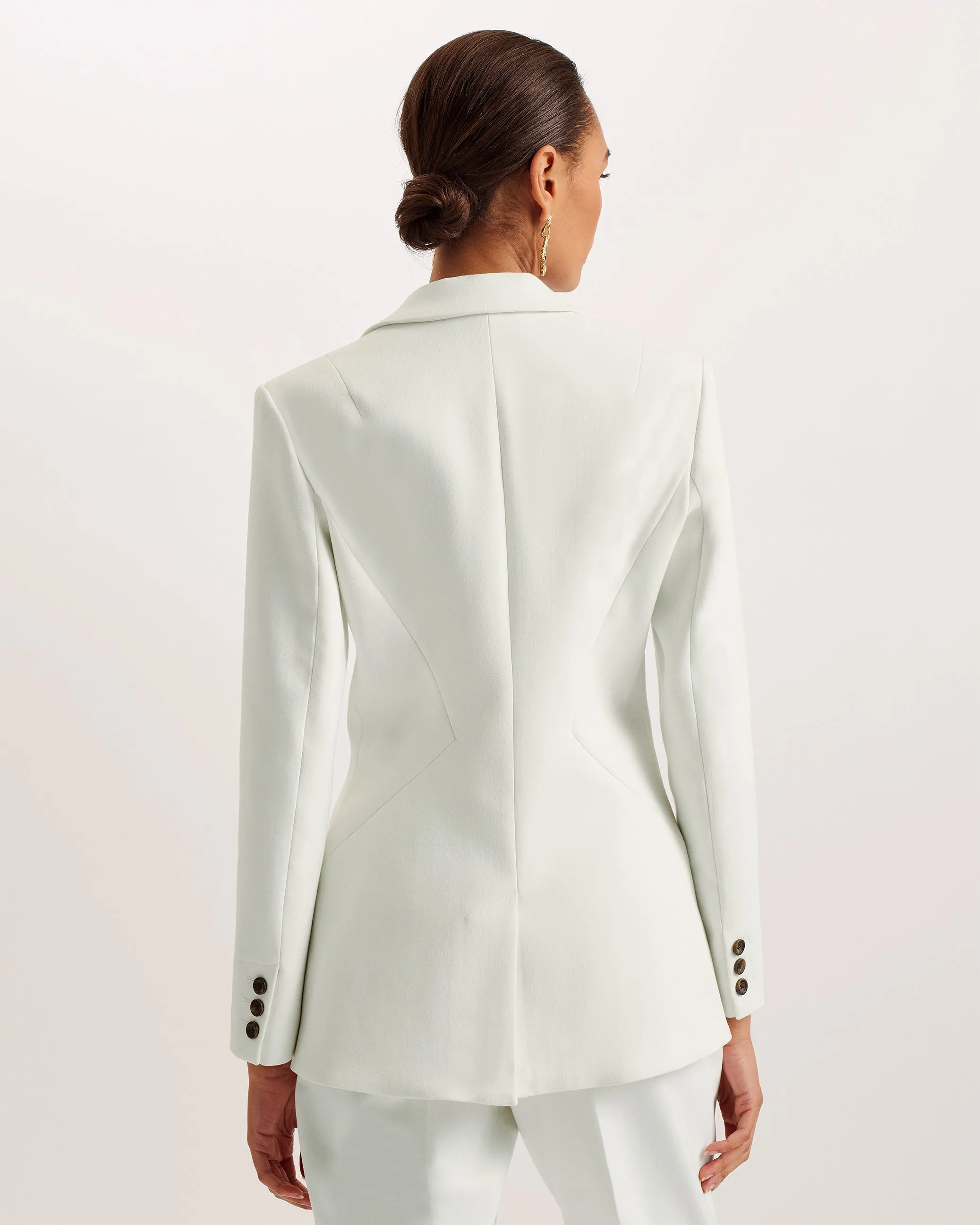 Manabu Longline Single Breasted Tailored Blazer White