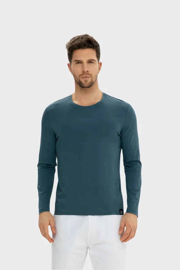 Men Crew-Neck Long Sleeves Cotton T-Shirt