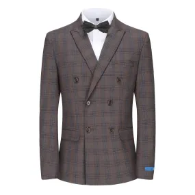 Men's 2-Piece Performance Stretch Double Breasted Blue Check Suit