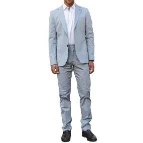 Mens 2 Piece Summer Suit Light Blue Office Wedding Smart Casual Classic Italian Tailored Fit