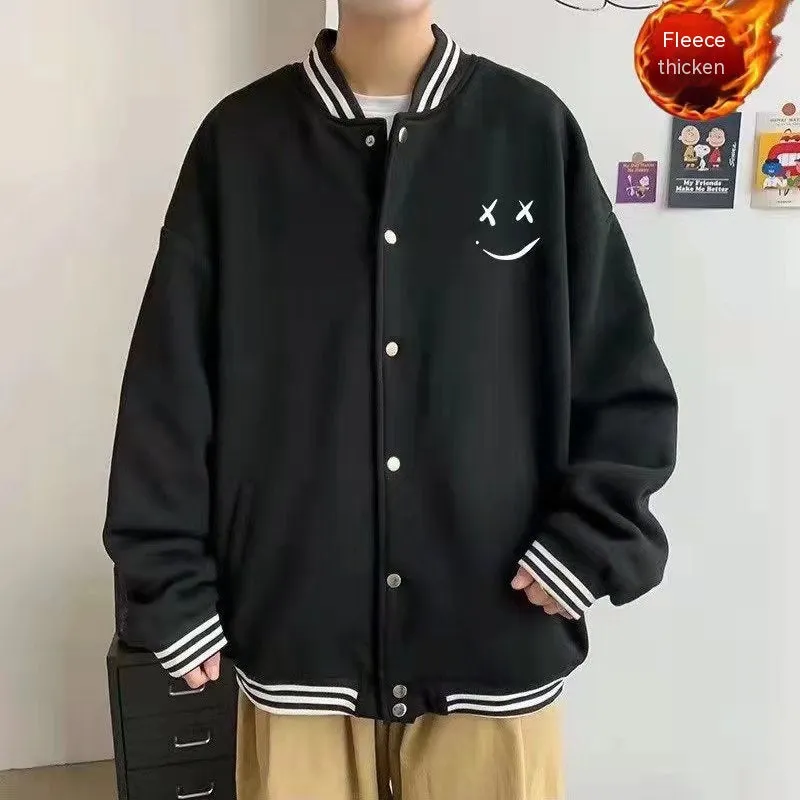 Men's Autumn And Winter Fashion Brand Ins Loose Hong Kong Style  Baseball Uniform Coat Coat