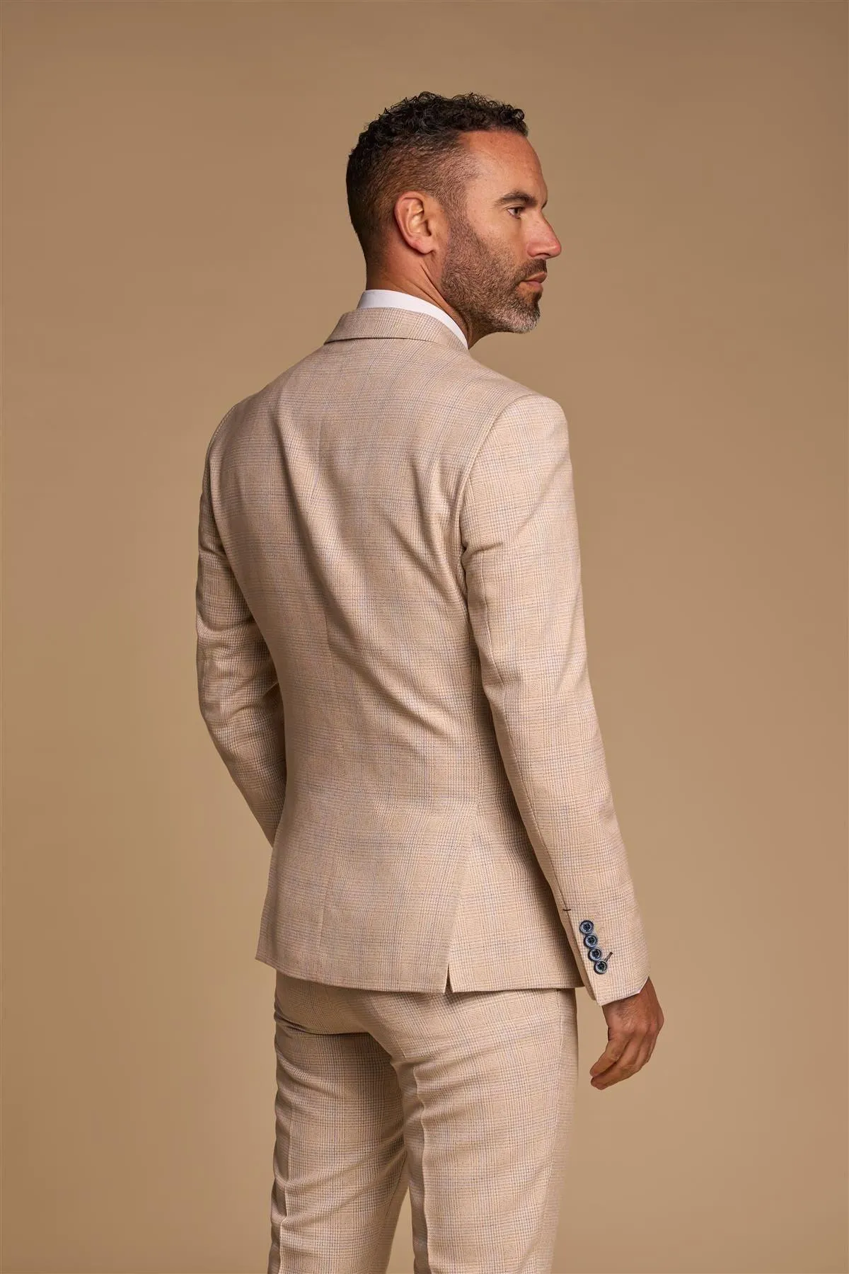 Men's Blazer Beige Double Breasted Tailored Fit Suit Jacket