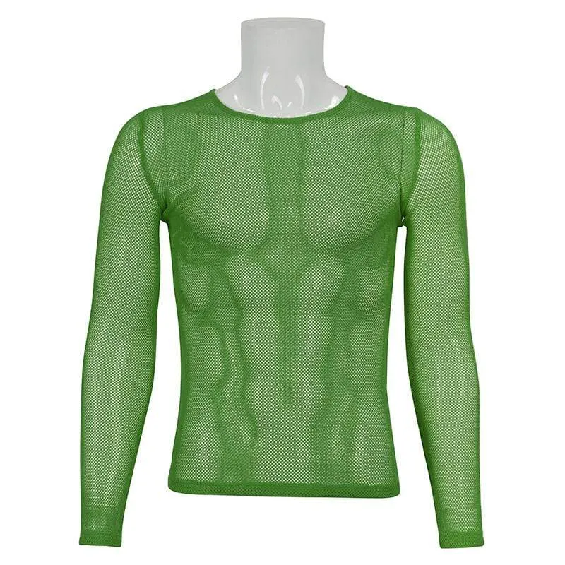 Men's Gothic Long-sleeved Sheer Mesh Shirt