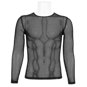 Men's Gothic Long-sleeved Sheer Mesh Shirt