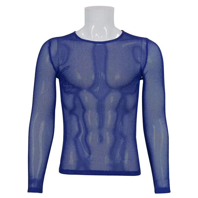 Men's Gothic Long-sleeved Sheer Mesh Shirt