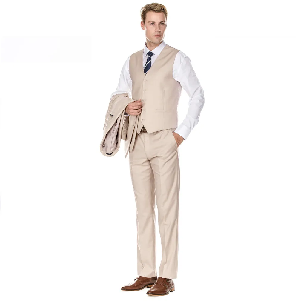 Men's Signature 3-Piece Slim Fit Suits (Lt Beige, Hunter Green, Copper)