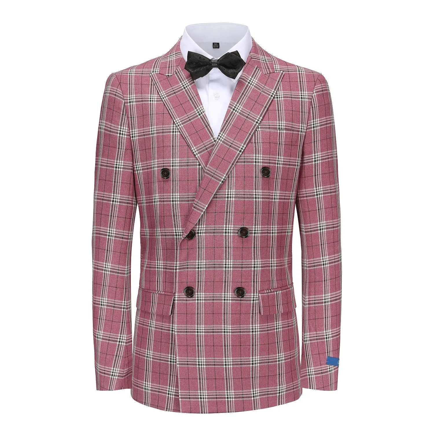 Men's Slim-Fit 2PC Check Double Breasted Plaid Suit