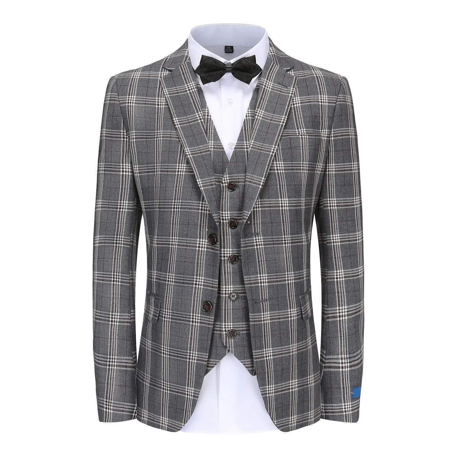 Men's Slim-Fit 3PC Check Plaid Suit