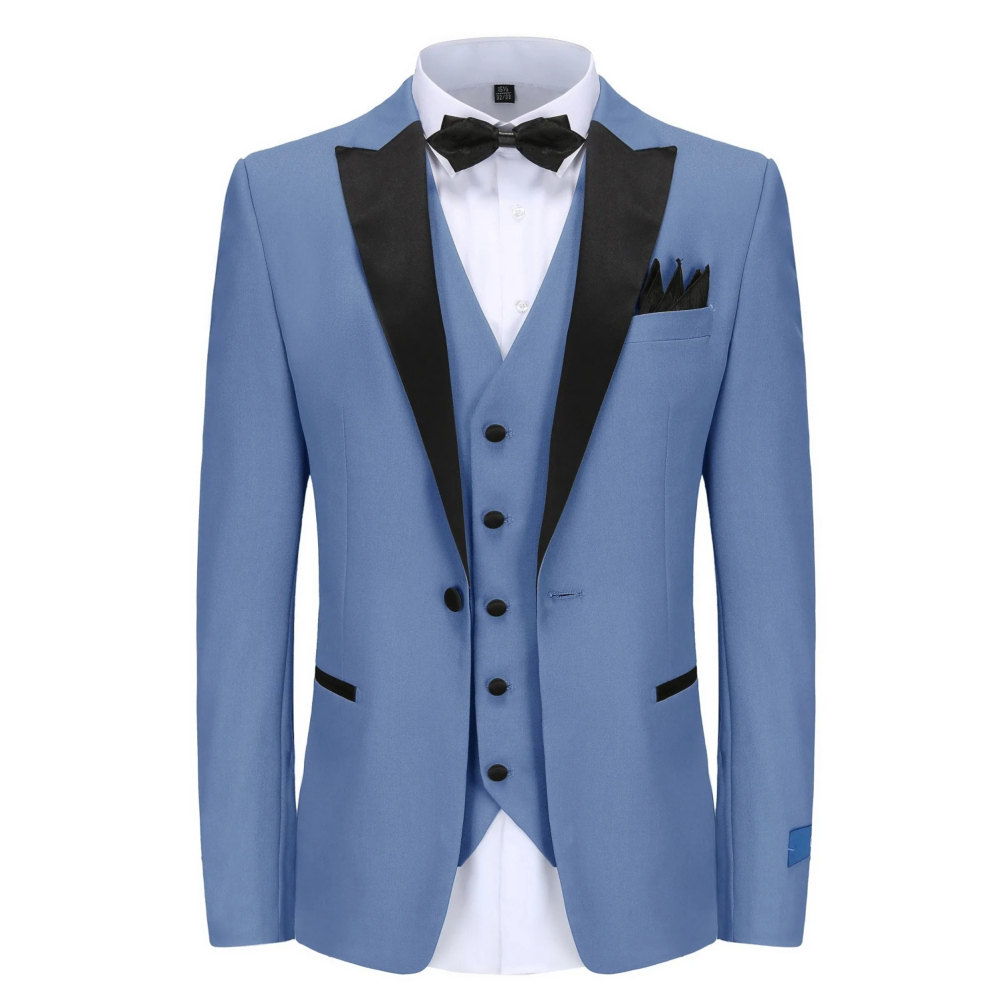 Men's Slim-Fit 3PC Satin Peak Lapel Tuxedo