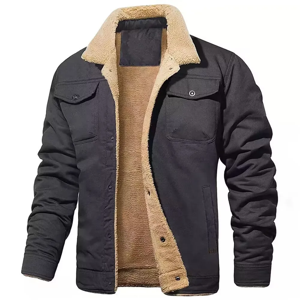 Men's Thick Fleece-Lined Cotton Casual Jacket