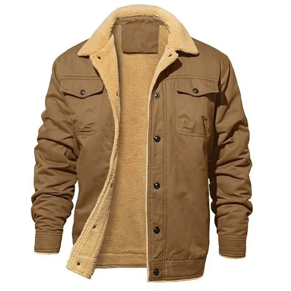 Men's Thick Fleece-Lined Cotton Casual Jacket