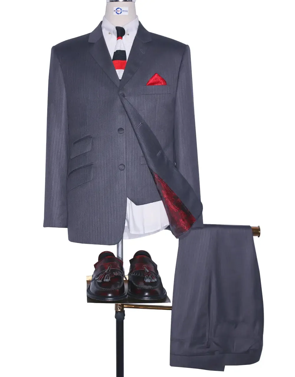 Mod Suit | 60s Mod Fashion Essential Grey Herringbone 3 Piece Suit