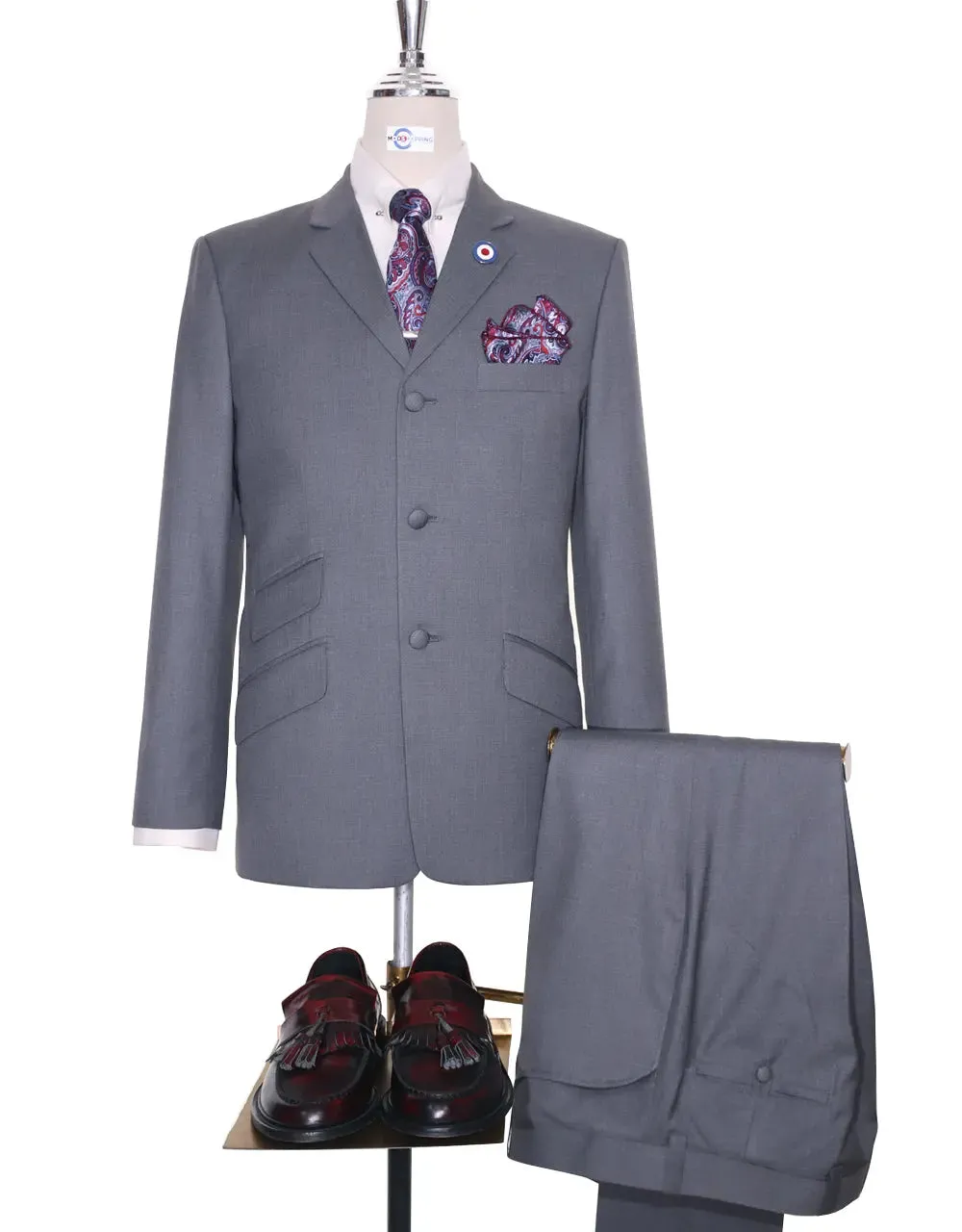 Mod Suit - 60s Mod Style Pale Grey Suit