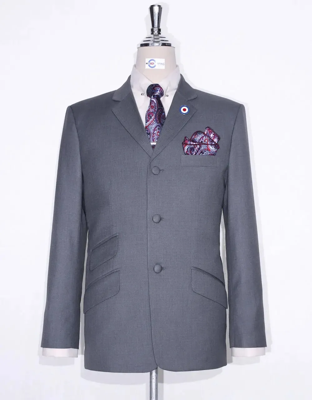 Mod Suit - 60s Mod Style Pale Grey Suit