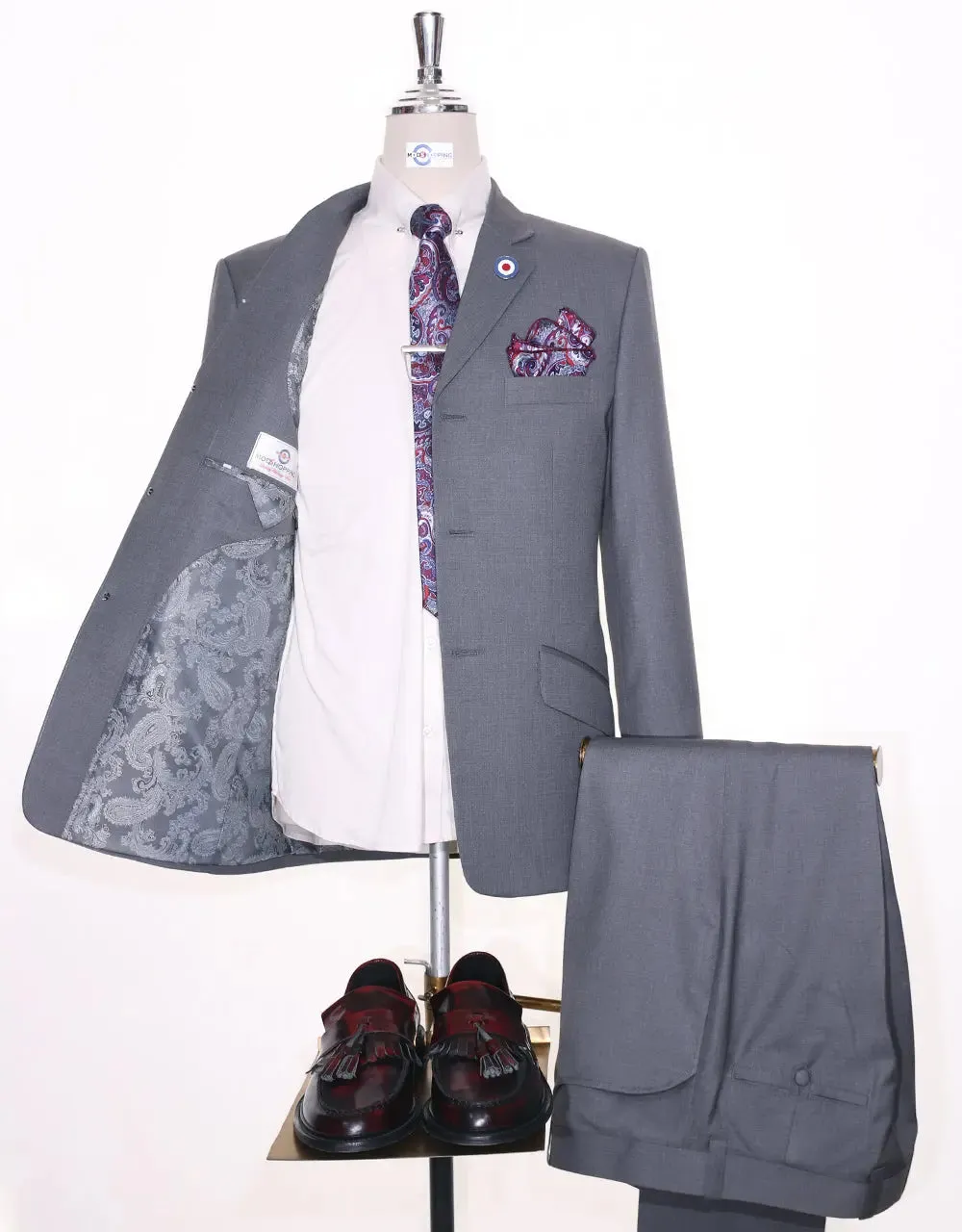 Mod Suit - 60s Mod Style Pale Grey Suit