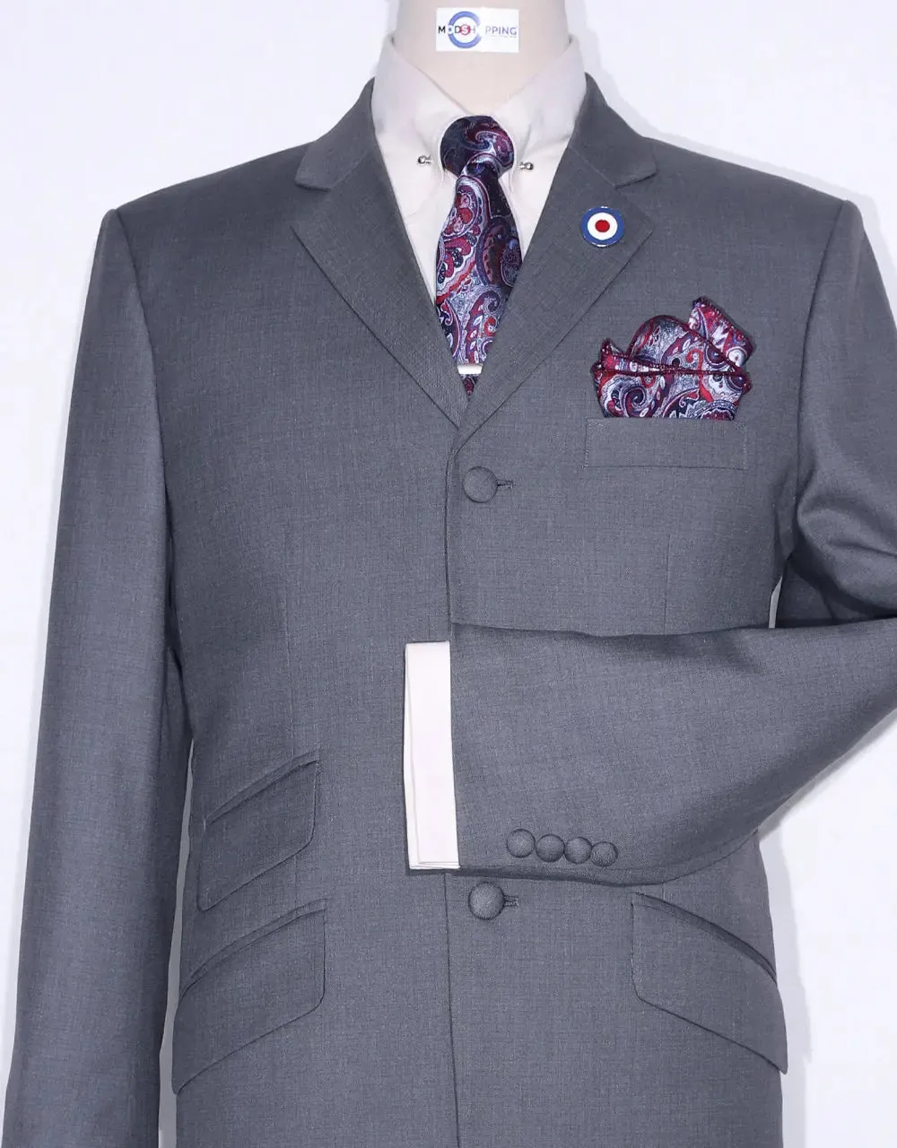 Mod Suit - 60s Mod Style Pale Grey Suit