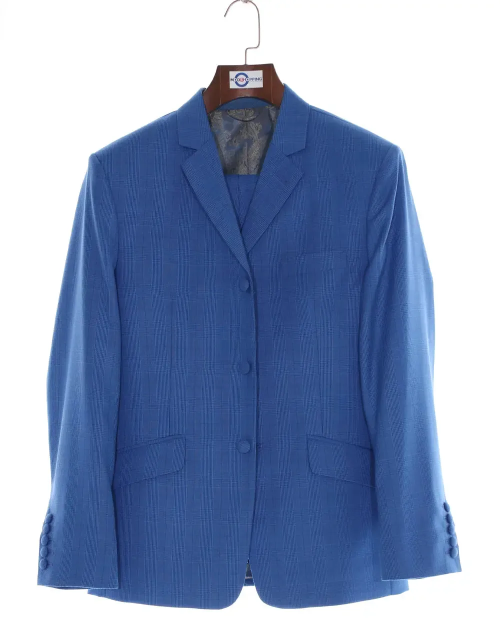 Mod Suit - Blue Prince Of Wales Check Suit