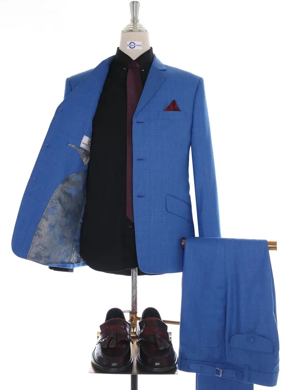 Mod Suit - Blue Prince Of Wales Check Suit