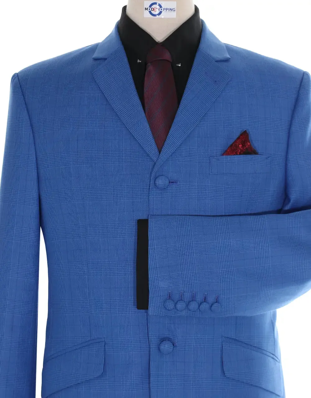 Mod Suit - Blue Prince Of Wales Check Suit