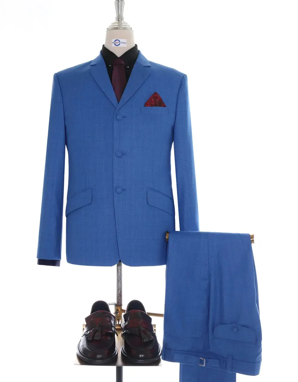 Mod Suit - Blue Prince Of Wales Check Suit