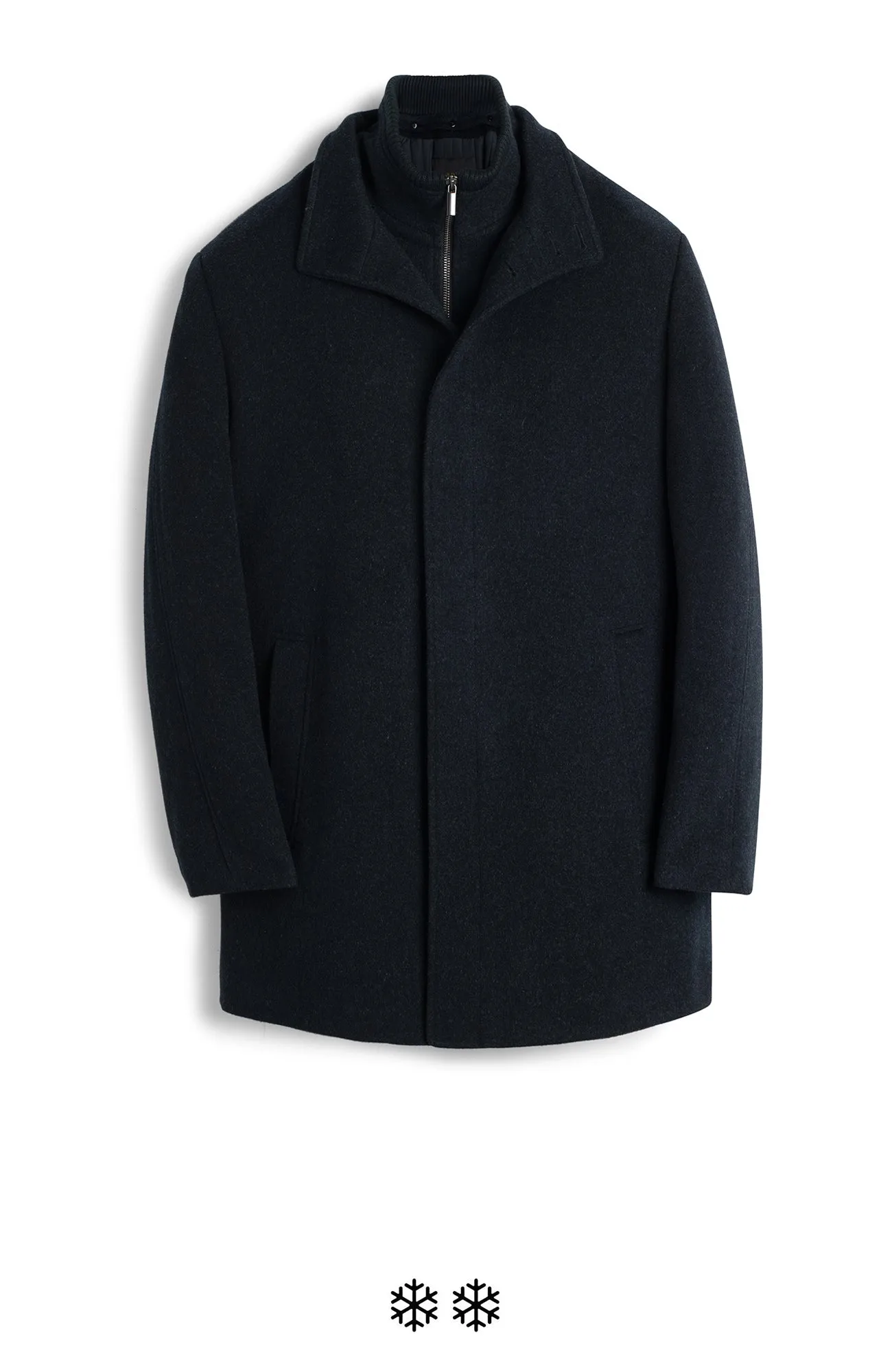 MONT-ROYAL NAVY MELANGE WOOL & CASHMERE CAR COAT