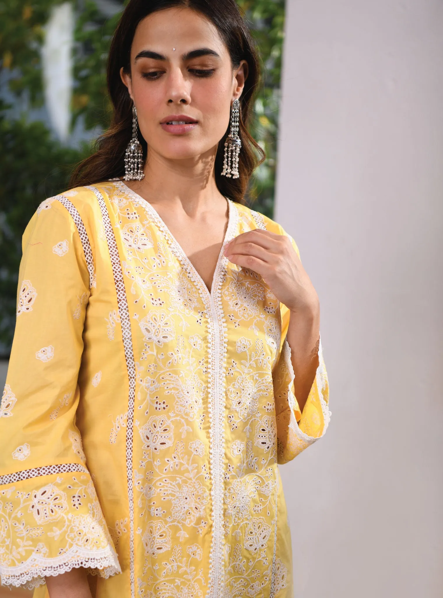 Mulmul Cotton Chester Yellow Kurta With Chester Yellow Pant