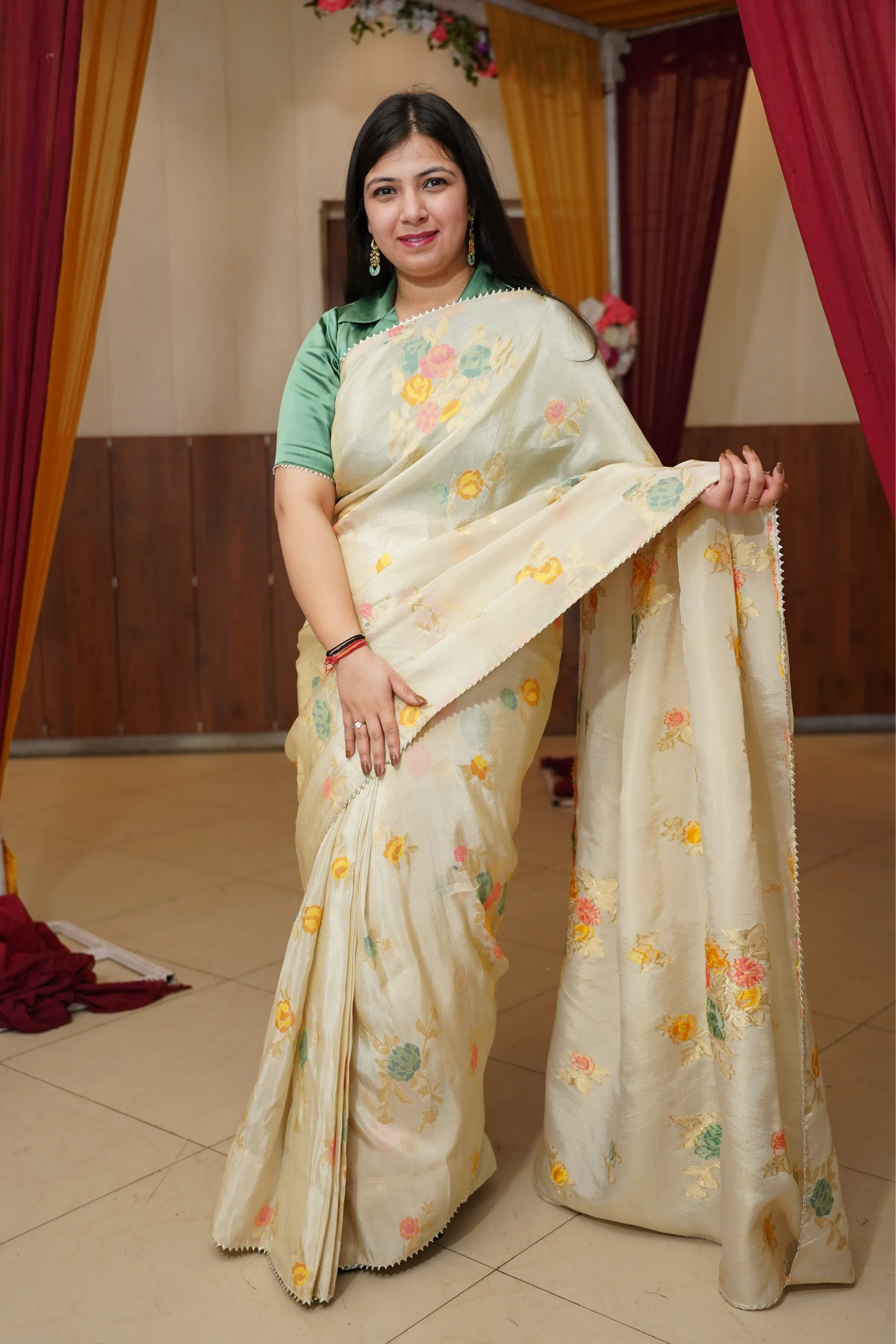 Mystic Meadow Pre-Draped Saree with Blouse