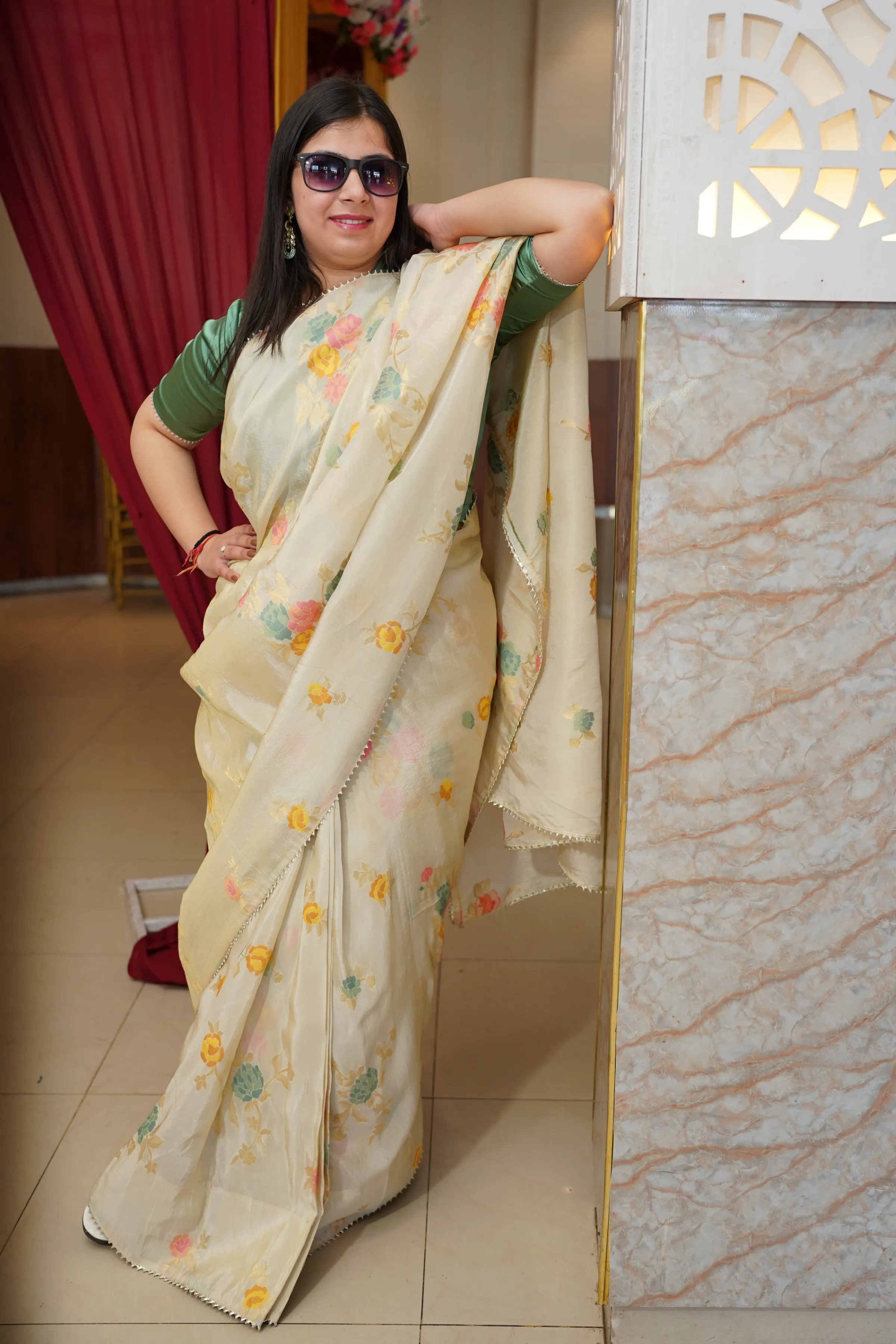 Mystic Meadow Pre-Draped Saree with Blouse