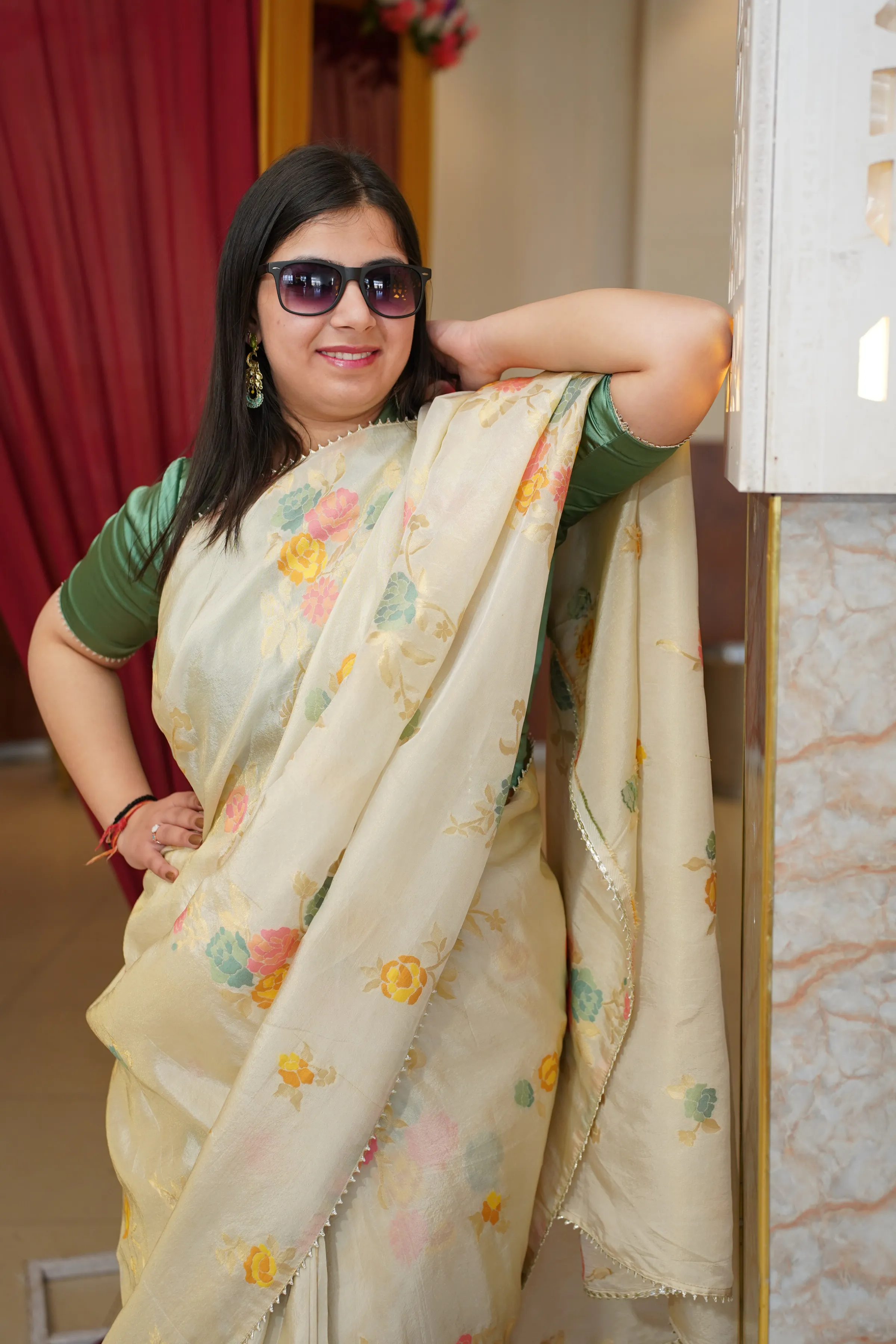 Mystic Meadow Pre-Draped Saree with Blouse