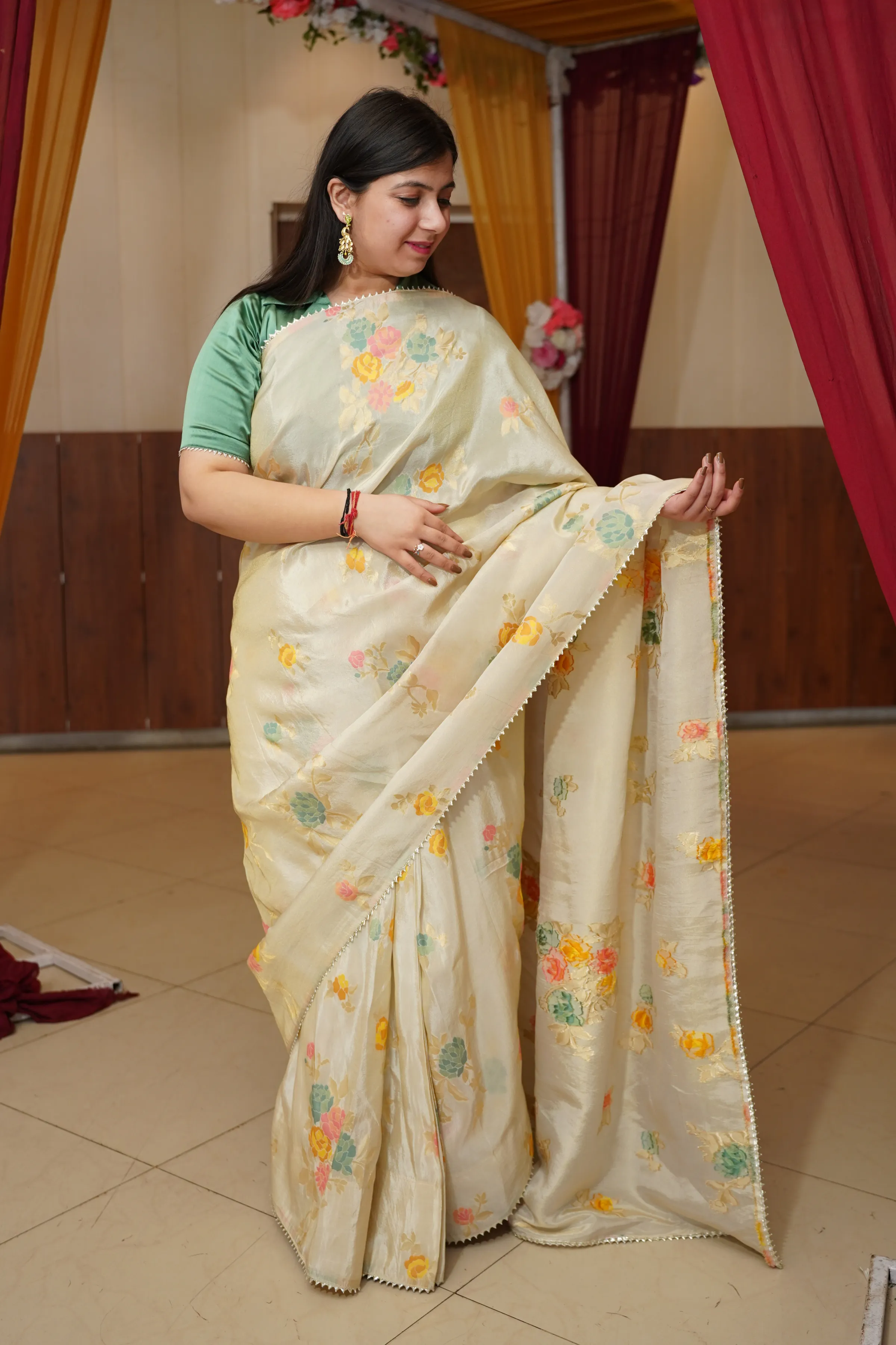 Mystic Meadow Pre-Draped Saree with Blouse