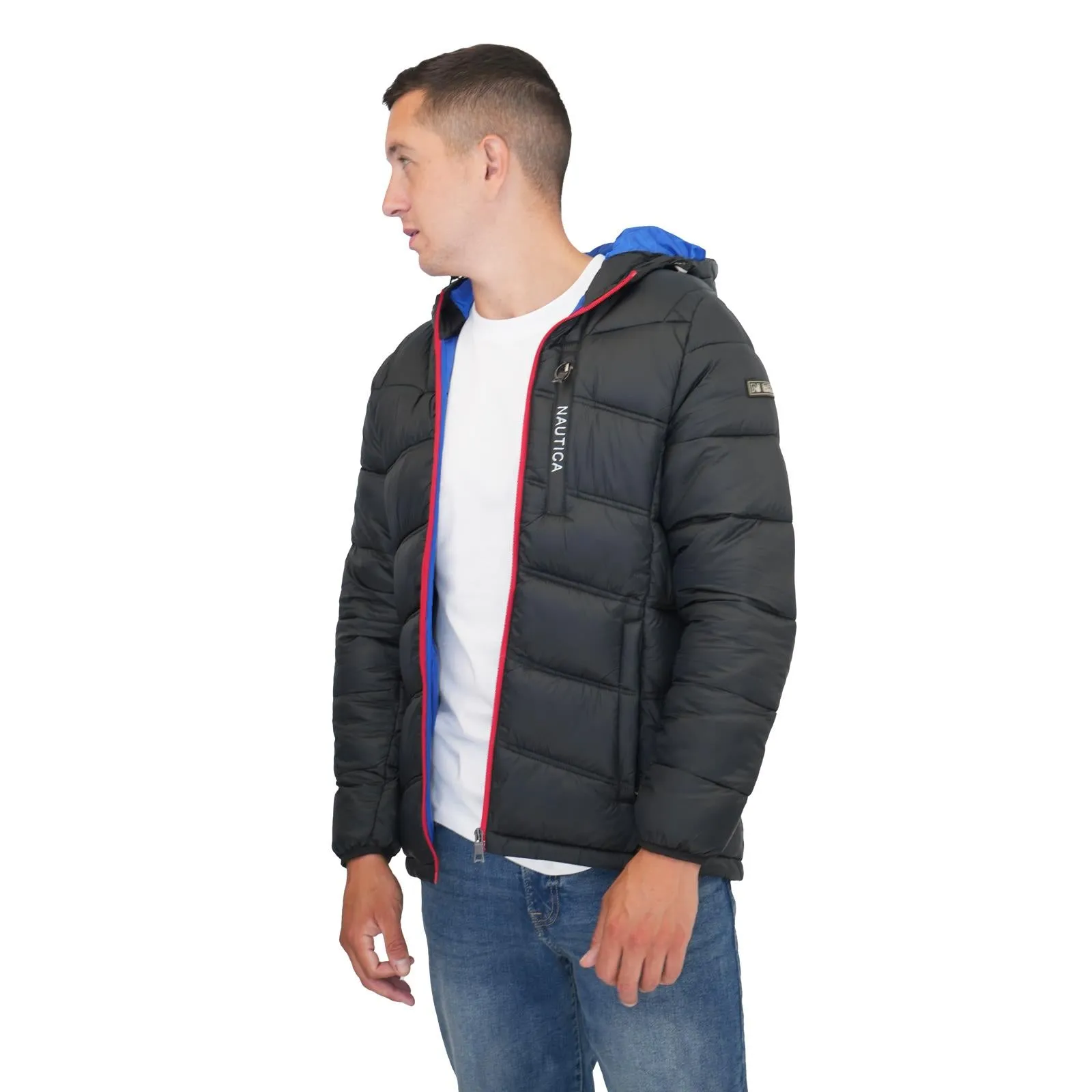 Nautica Mens Performance N83 Hooded Puffer Jacket Black