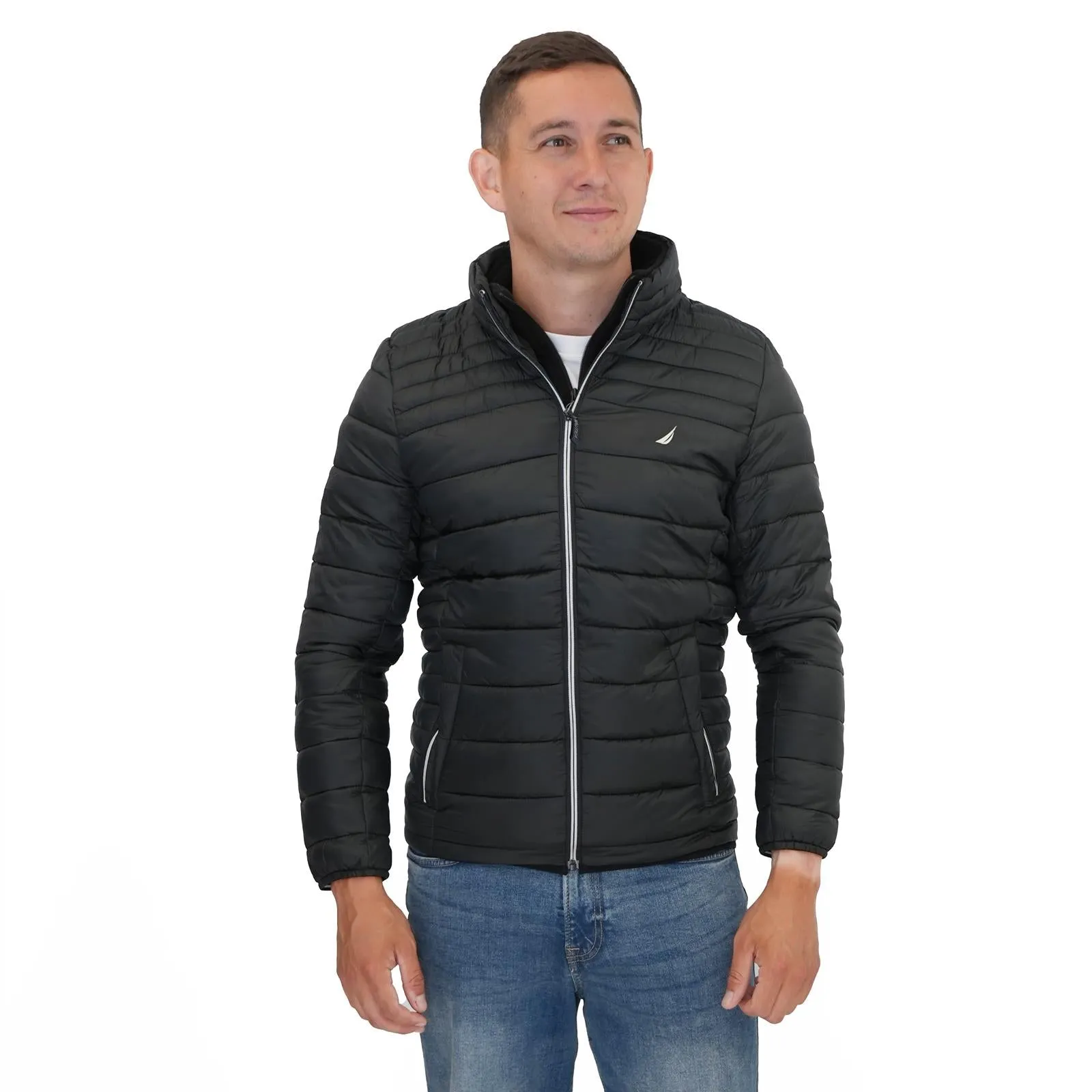 Nautica Performance Double Zip Puffer Jacket Black