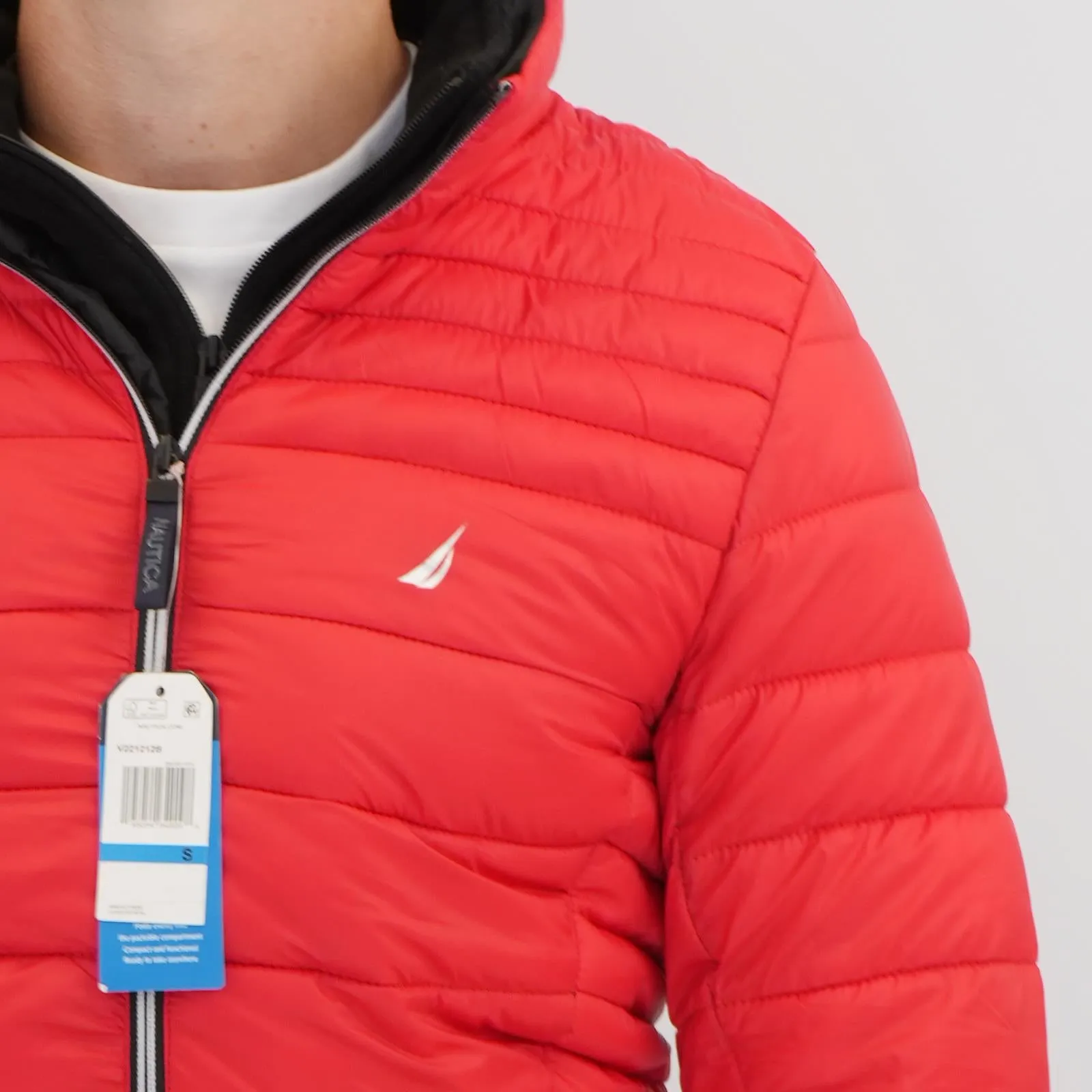 Nautica Performance Double Zip Puffer Jacket Red