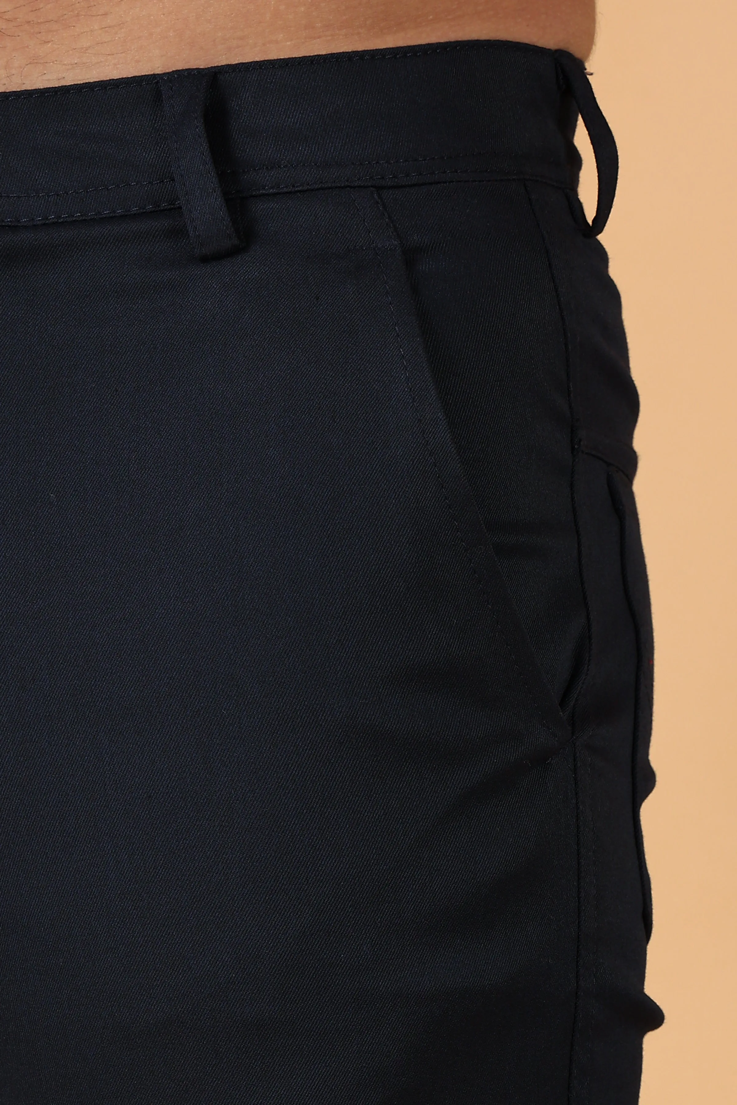 Navy Blue Cotton Lycra Chinos