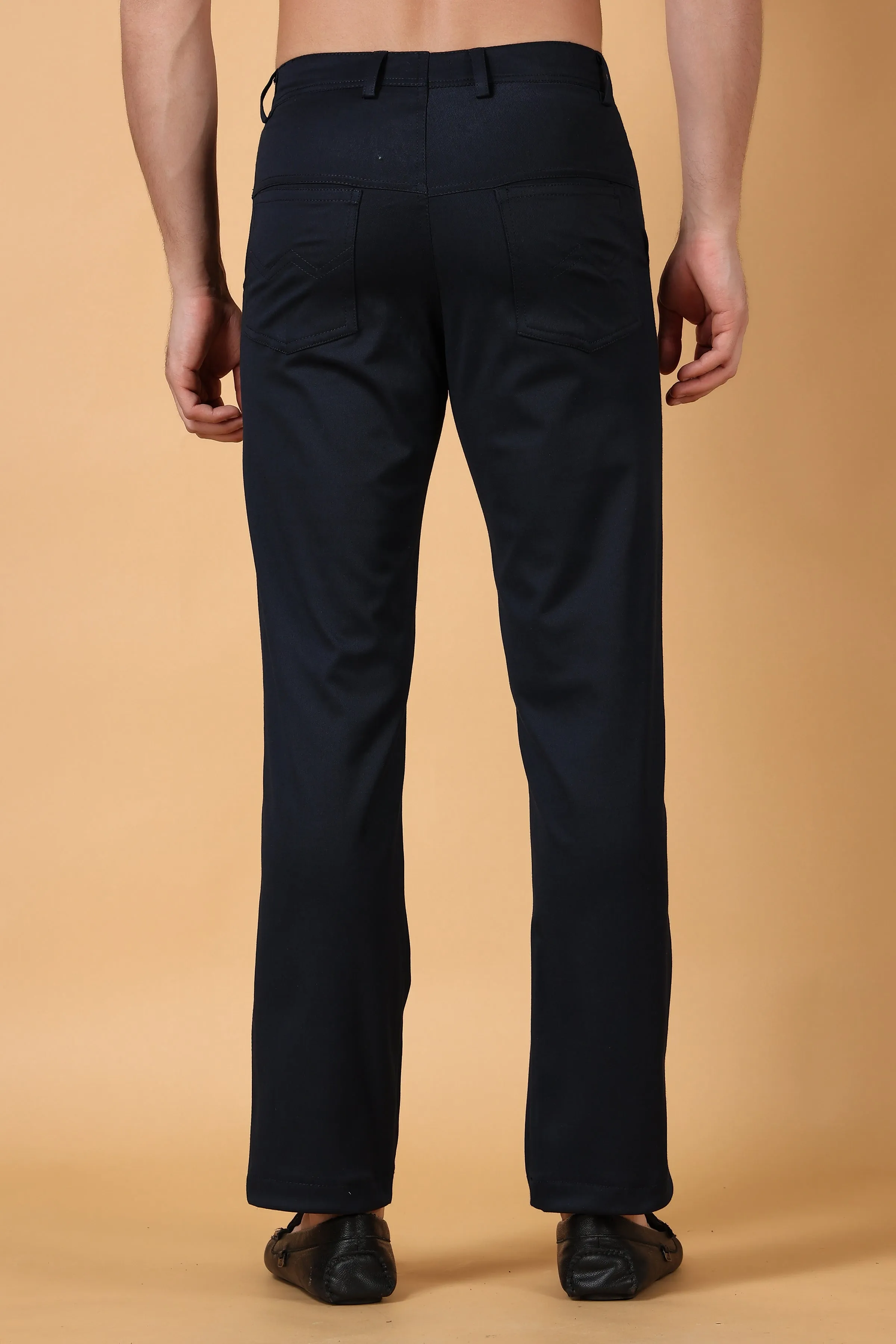 Navy Blue Cotton Lycra Chinos