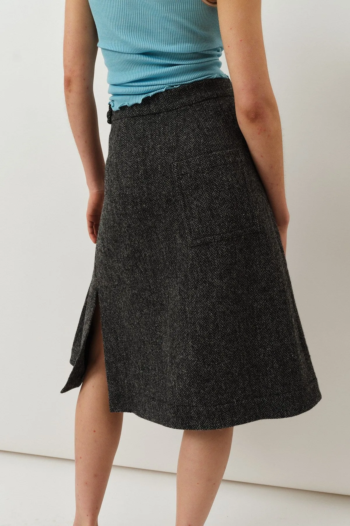 Nicoline Skirt — Herringbone Grey