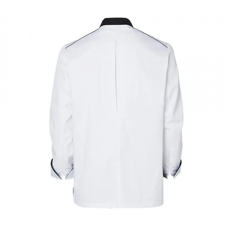 Néospirit Long Sleeve White Kitchen Coat with Black Piping - MOLINEL