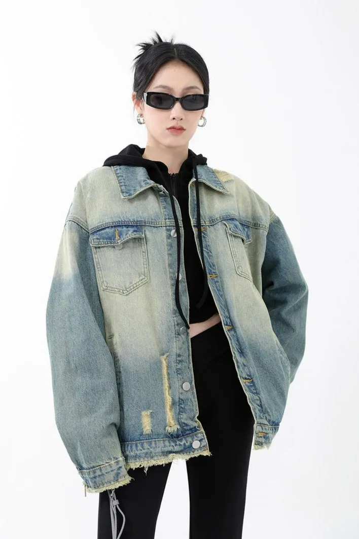 Oversized Distressed Denim Jacket