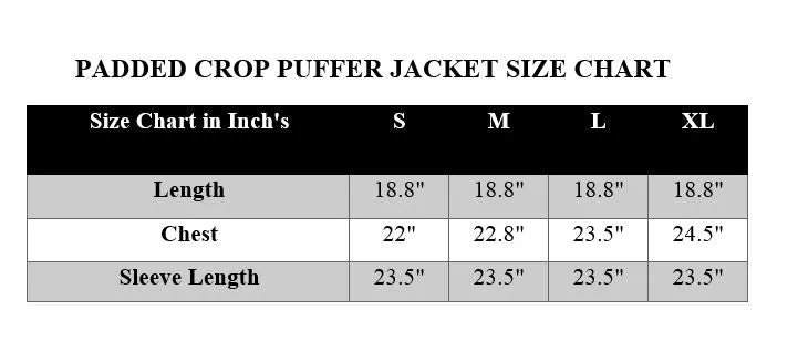 PADDED CROP PUFFER JACKET- BLACK