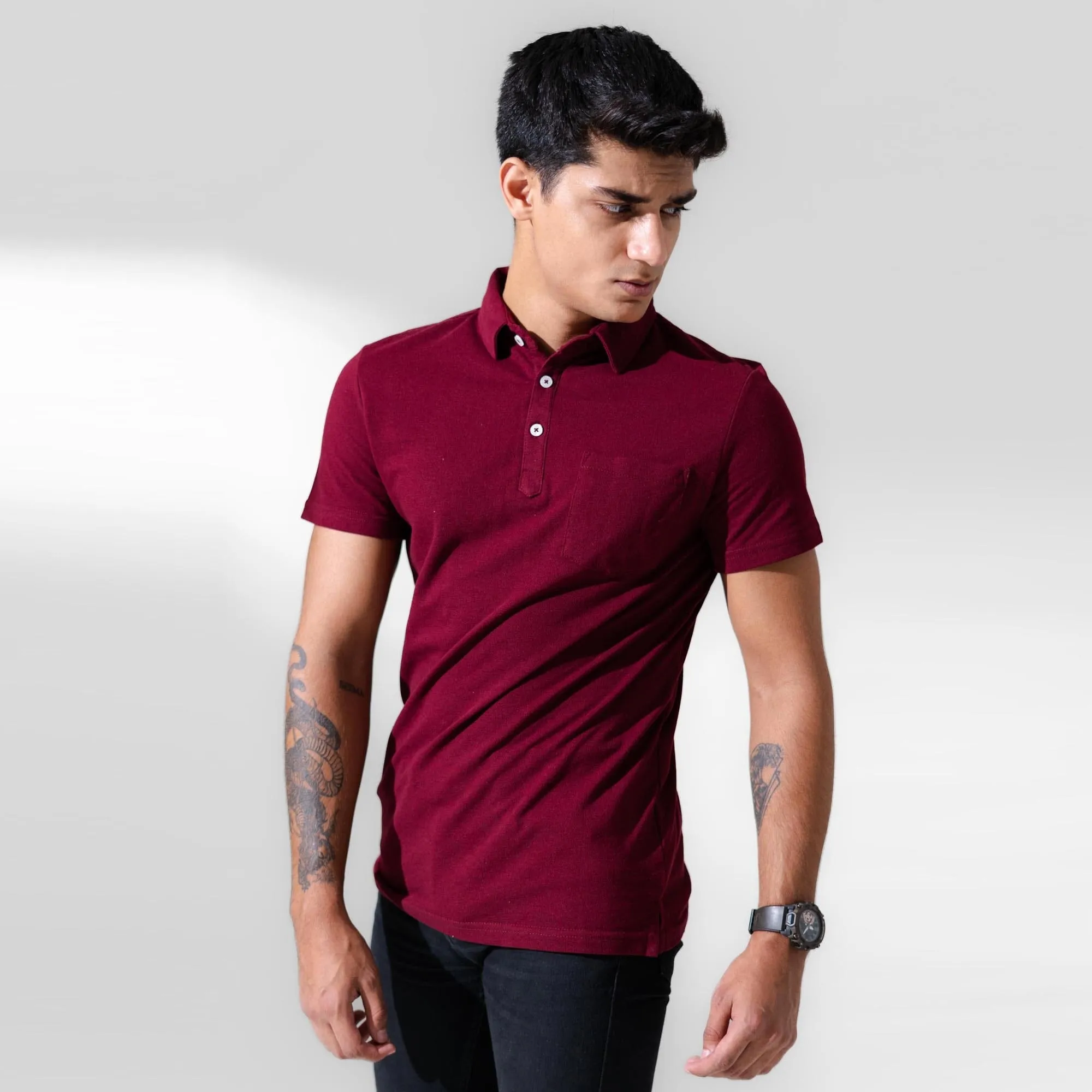 Polo Republica Men's Essentials Tailored Collar Pocket Polo Shirt