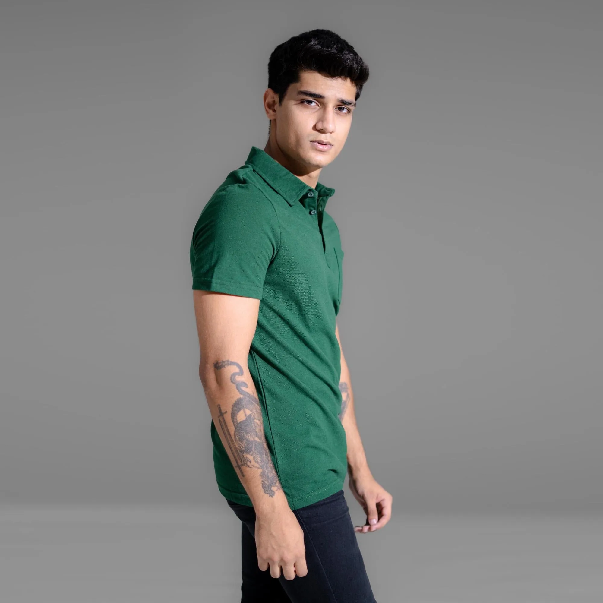 Polo Republica Men's Essentials Tailored Collar Pocket Polo Shirt