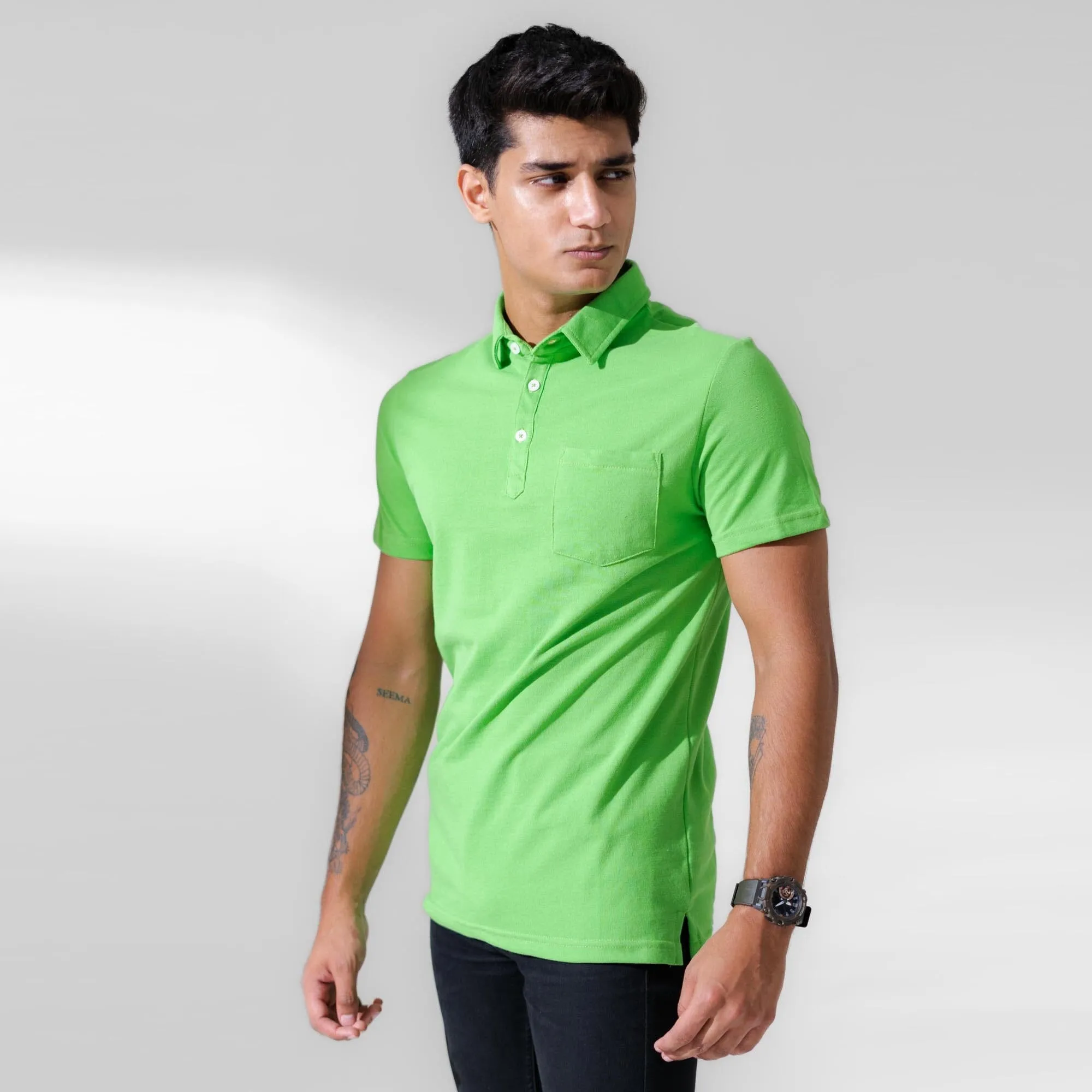 Polo Republica Men's Essentials Tailored Collar Pocket Polo Shirt