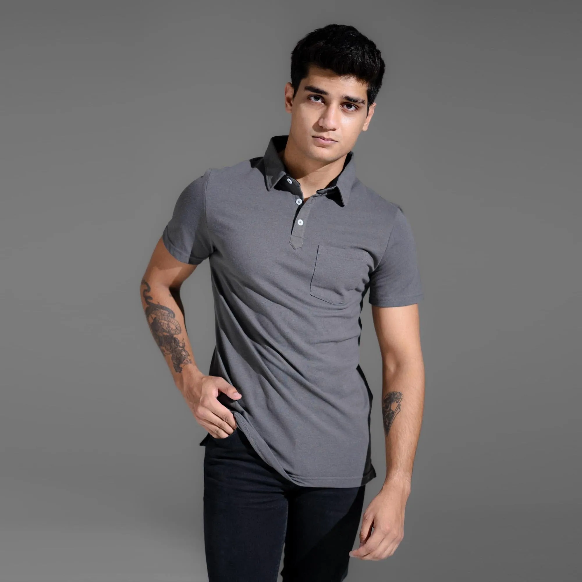 Polo Republica Men's Essentials Tailored Collar Pocket Polo Shirt