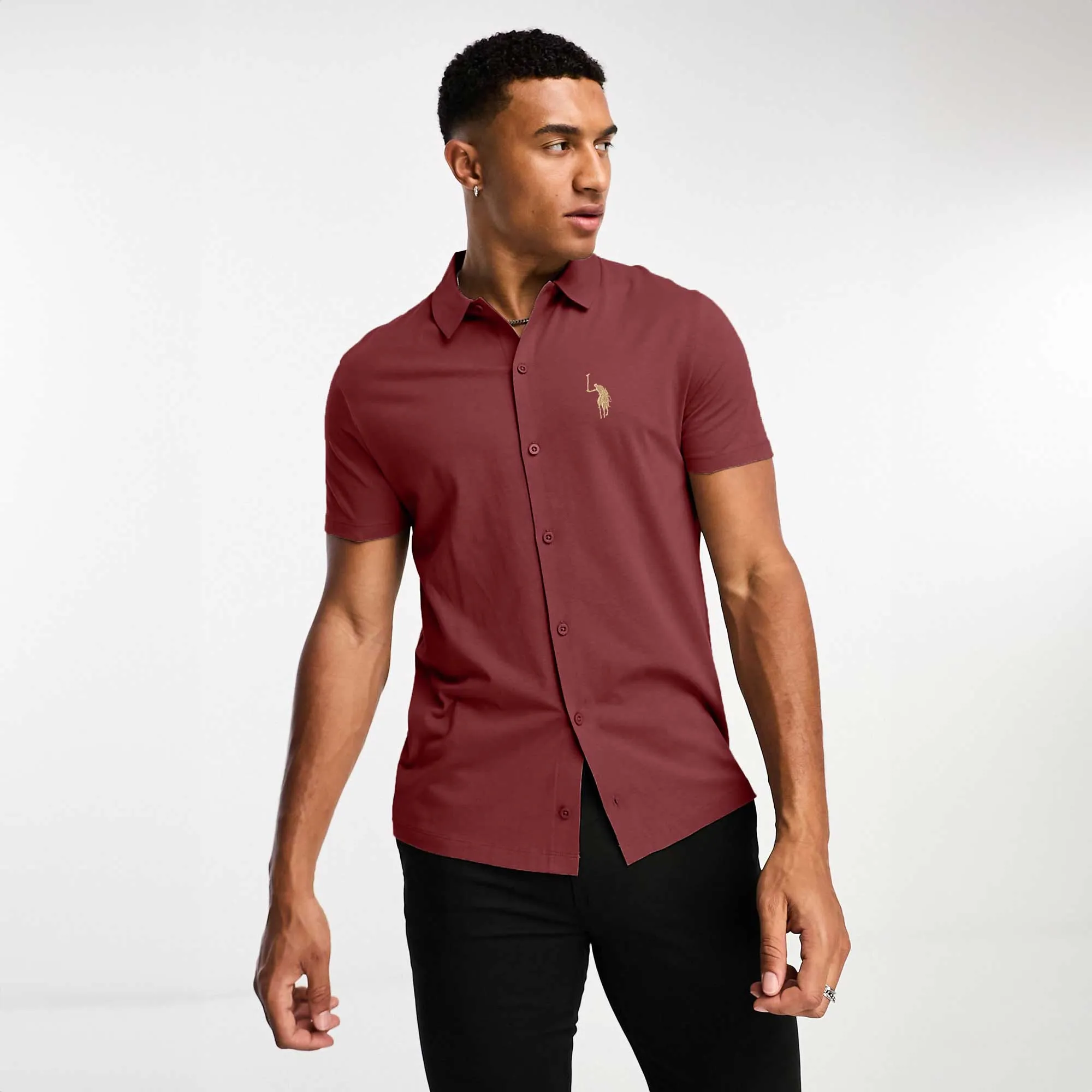 Polo Republica Men's Pony Embroidered Short Sleeves Casual Shirt