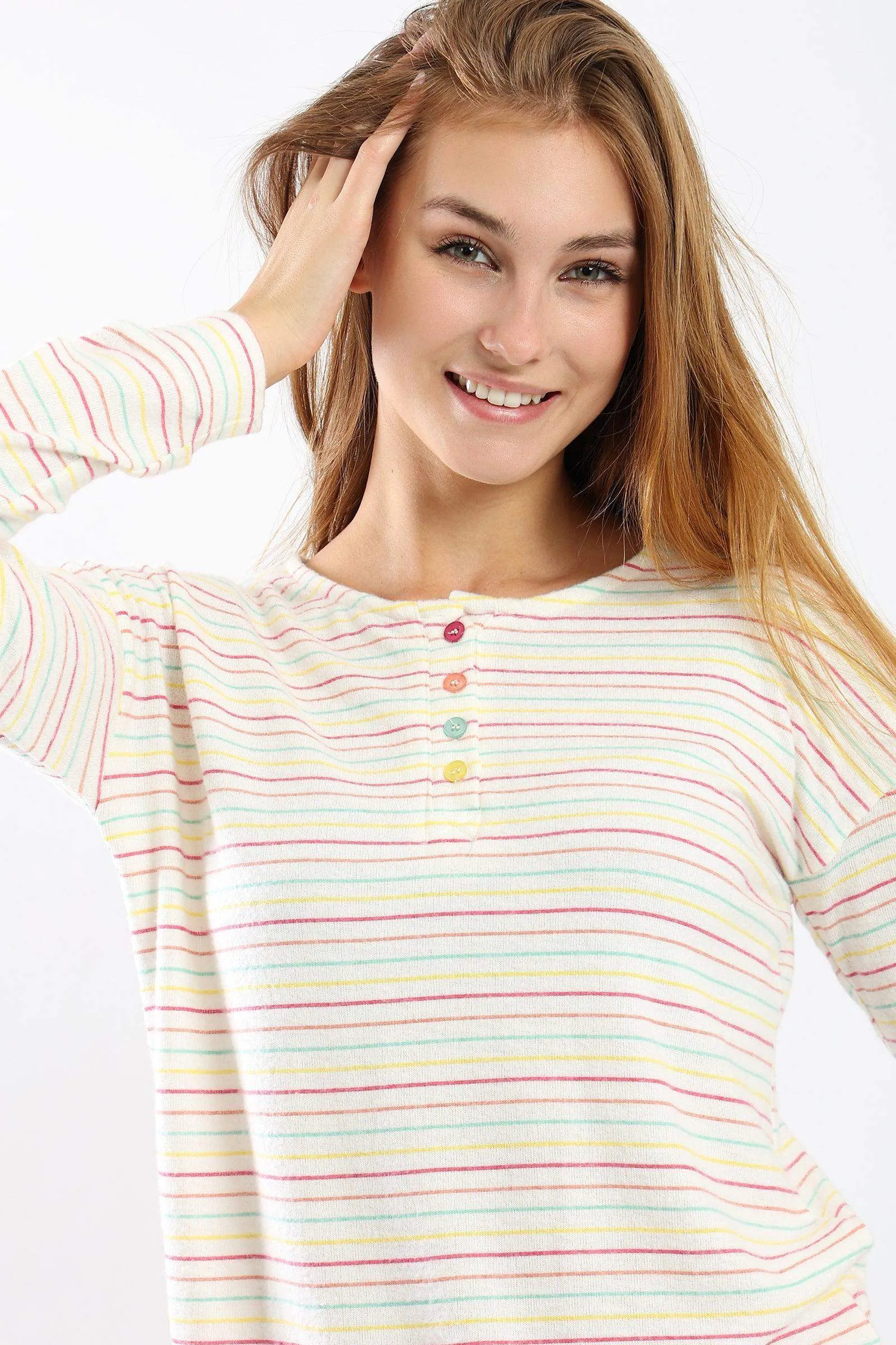 Pyjama Set with Colored Stripes