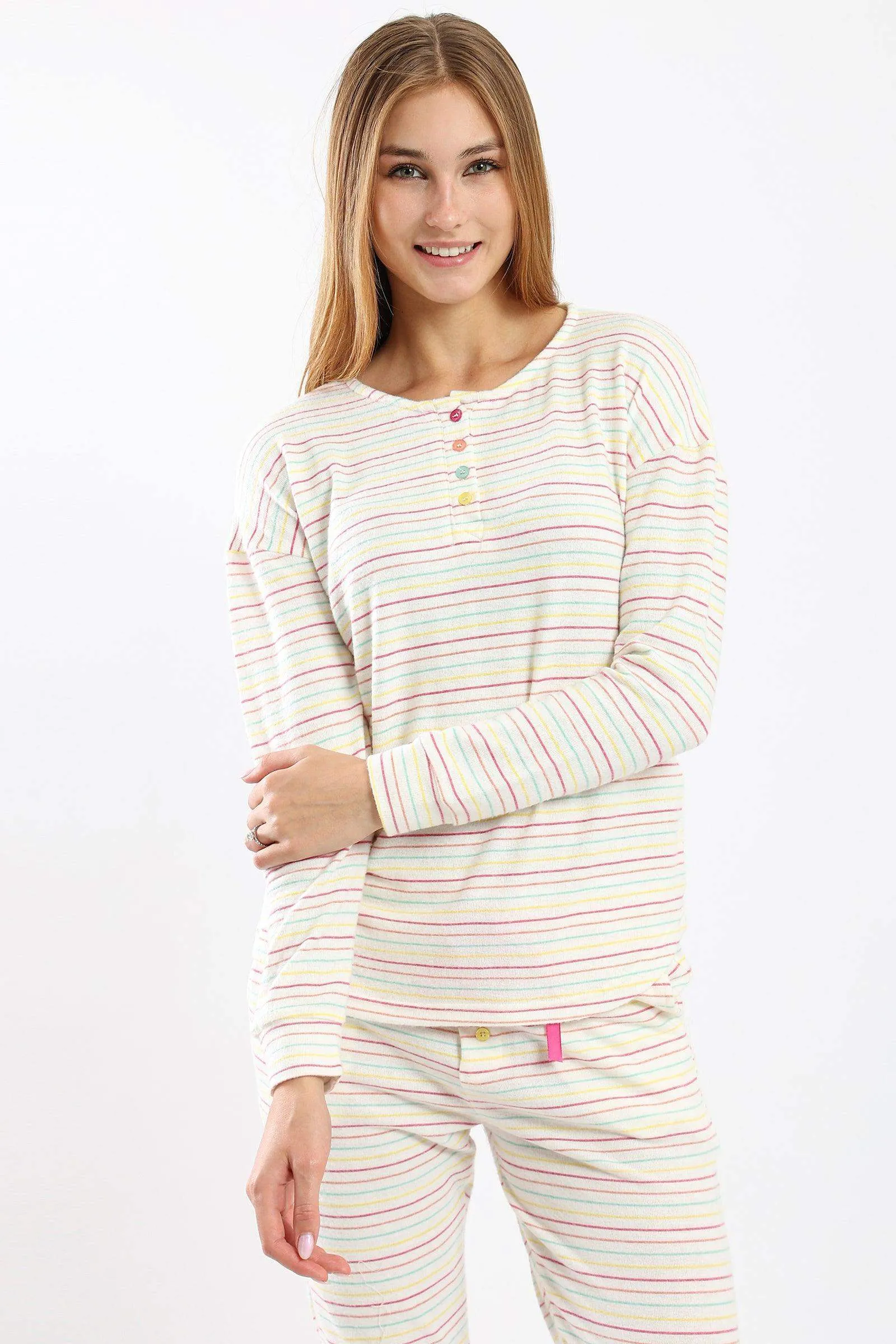 Pyjama Set with Colored Stripes