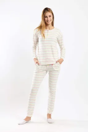 Pyjama Set with Colored Stripes