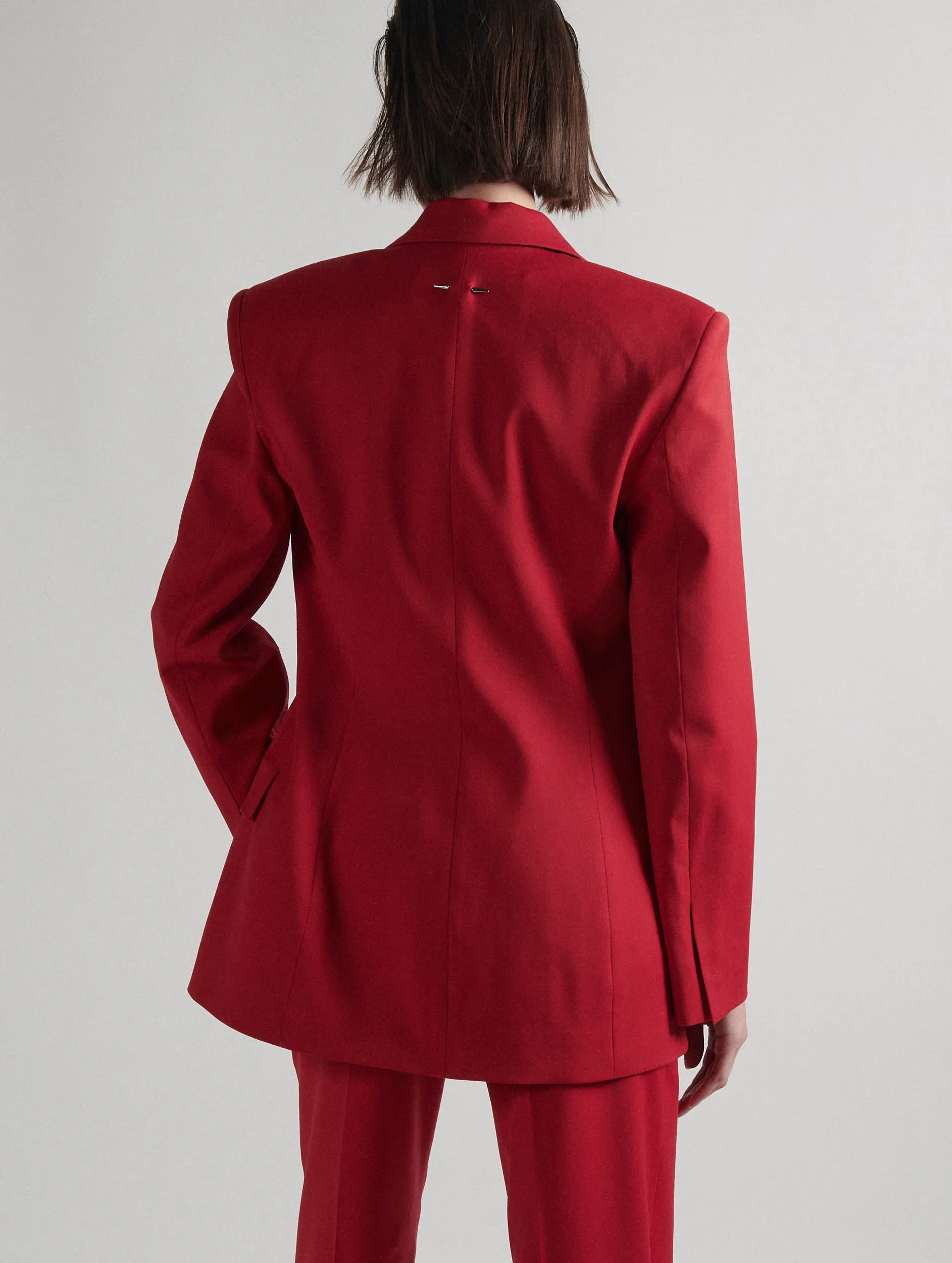 Red stretch wool gabardine suit jacket